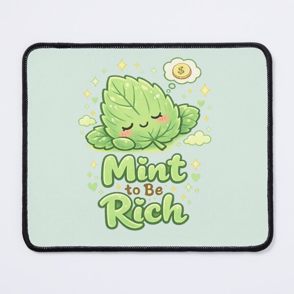 Item preview, Cute Mint Leaf Dreaming "Mint to Be Rich" | Kawaii Aesthetic Cozy Green Illustration designed and sold by PopCulturePixel.