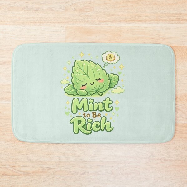 Item preview, Cute Mint Leaf Dreaming "Mint to Be Rich" | Kawaii Aesthetic Cozy Green Illustration designed and sold by PopCulturePixel.