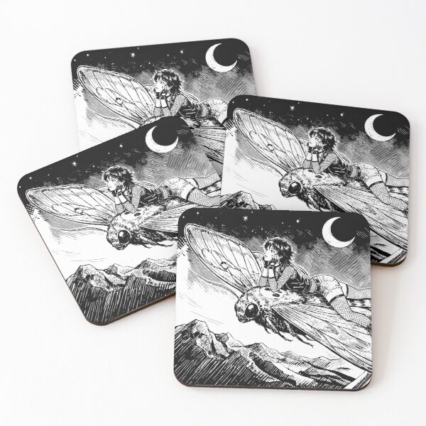 Item preview, Goth Girl Riding Giant Death Moth Night Monochrome designed and sold by D6rkT3chDemon.