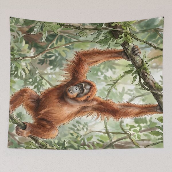 Item preview, Orangutan Pongo Borneo Rainforest Canopy designed and sold by RubisLeaf.