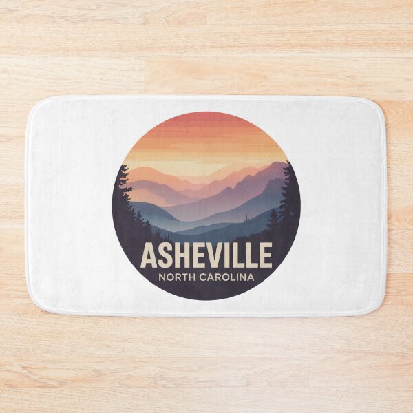 Item preview, Asheville North Carolina: Mountain Circle Art with Pine Silhouettes designed and sold by CircinusStore.