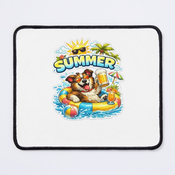 Item preview, Cute Funny Dog Summer Vibes Sticker – Happy Cartoon Dog Pool Party designed and sold by kissing Pets.