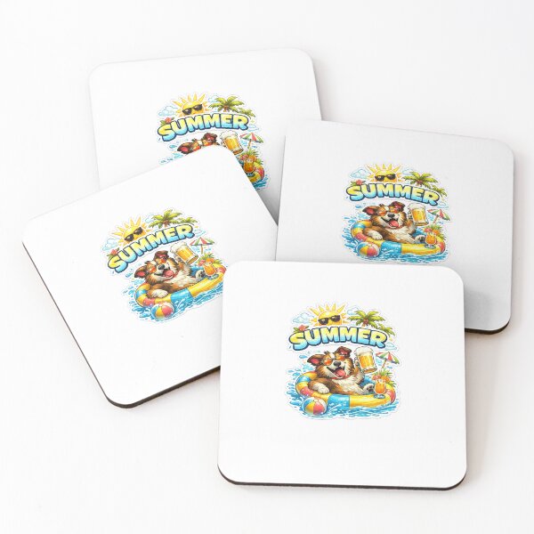 Item preview, Cute Funny Dog Summer Vibes Sticker – Happy Cartoon Dog Pool Party designed and sold by kissing Pets.