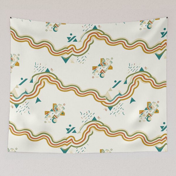 Item preview, Retro Waves & Shapes Earthy Abstract Print designed and sold by mittie101.