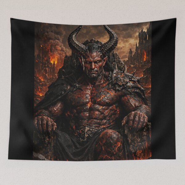 Item preview, Demonic Infernal Warlord on Throne – Dark Fantasy Lava Titan designed and sold by thor81pl.