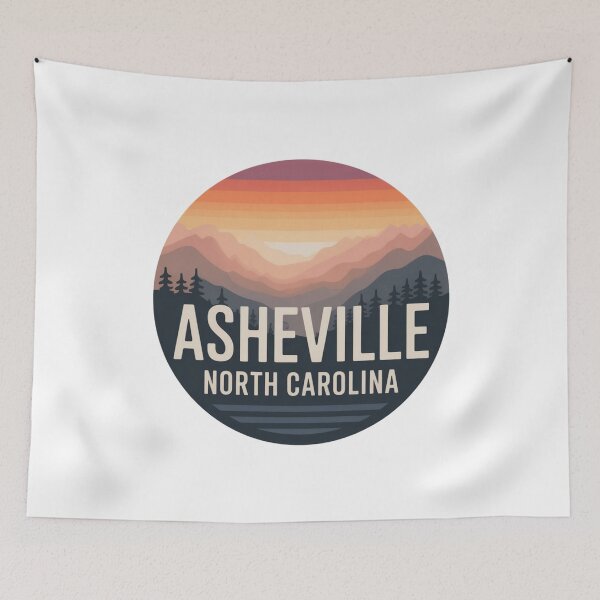 Item preview, Asheville North Carolina: Layered Mountain Circle Art designed and sold by CircinusStore.