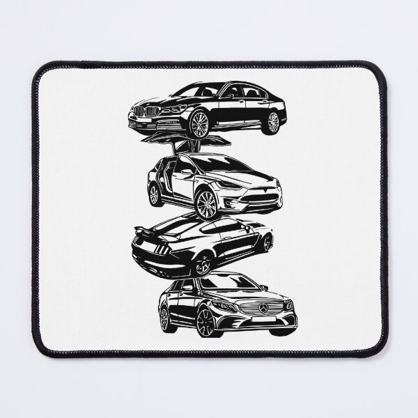 Item preview, Exclusive big collage drawing legendary cars 760Li F02, EV Model X, Mustang GT350 V8, MB W205 designed and sold by Cars23.