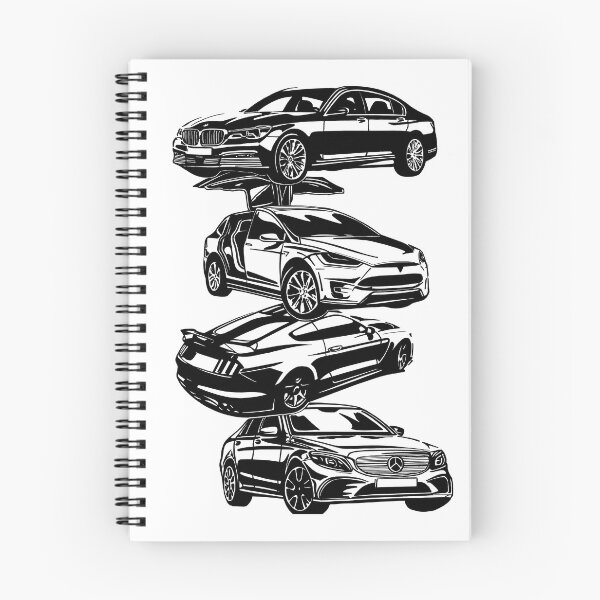 Item preview, Exclusive big collage drawing legendary cars 760Li F02, EV Model X, Mustang GT350 V8, MB W205 designed and sold by Cars23.