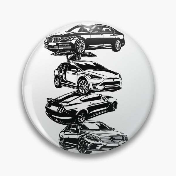 Item preview, Exclusive big collage drawing legendary cars 760Li F02, EV Model X, Mustang GT350 V8, MB W205 designed and sold by Cars23.