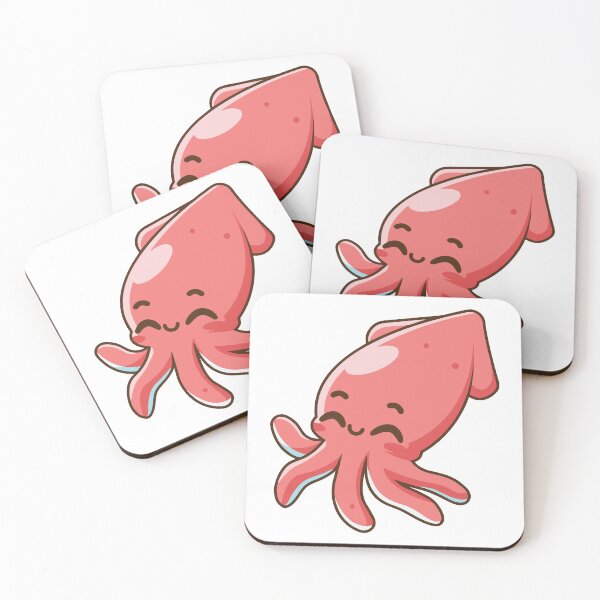 Item preview, Happy Pink Squid Kawaii Sea Creature Art designed and sold by cchpsz.