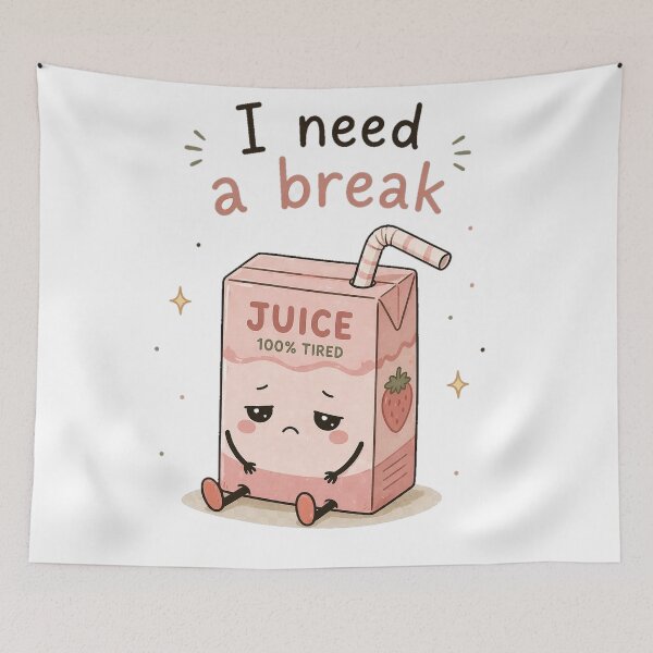 Item preview, I Need a Break – Emotionally Supportive Juice Box Cute Kawaii Design designed and sold by InkWanderStudio.