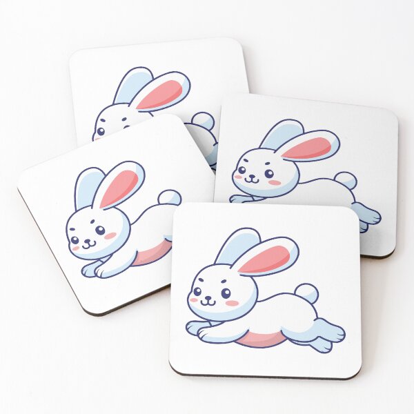 Item preview, Cute White Bunny Running Kawaii Rabbit Art designed and sold by cchpsz.