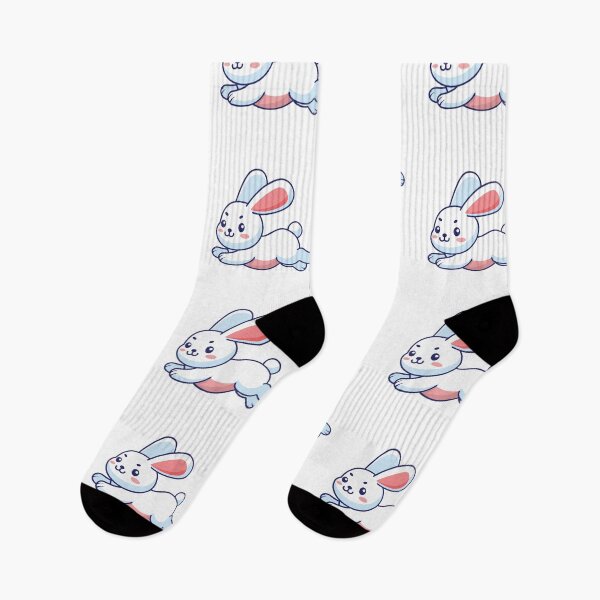 Item preview, Cute White Bunny Running Kawaii Rabbit Art designed and sold by cchpsz.