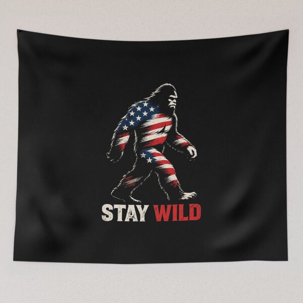 Item preview, Stay Wild Bigfoot USA, Patriotic Sasquatch Design, American Flag, Freedom Vibes, Wild Spirit Graphic designed and sold by VibeOffline Studio.