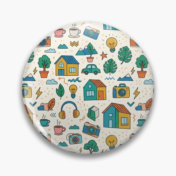 Item preview, Retro Cozy Lifestyle Doodle Pattern Camera House designed and sold by novadawy.