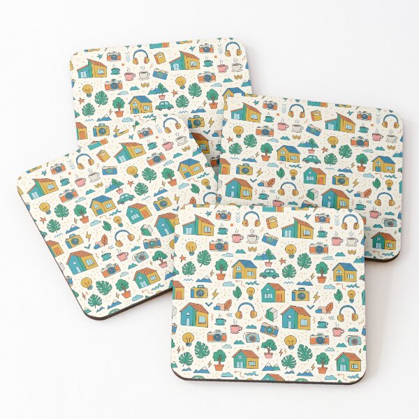 Item preview, Retro Cozy Lifestyle Doodle Pattern Camera House designed and sold by novadawy.