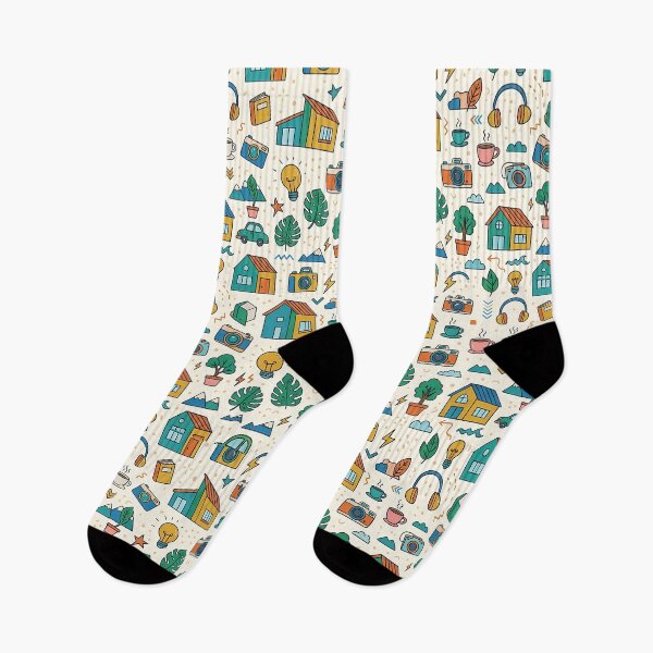 Item preview, Retro Cozy Lifestyle Doodle Pattern Camera House designed and sold by novadawy.