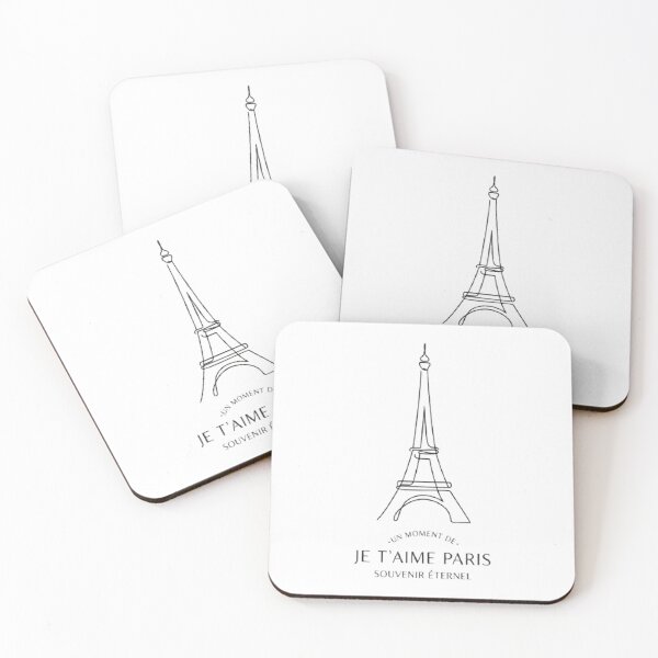 Item preview, Minimalist Eiffel Tower One Line Art - Je T'aime Paris French Quote designed and sold by MT-Hub | Cute Aesthetic Art, Stickers & Phone Cases.