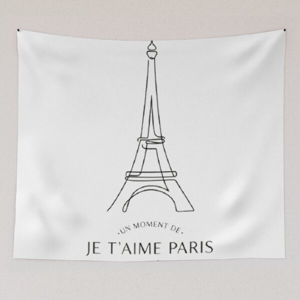 Item preview, Minimalist Eiffel Tower One Line Art - Je T'aime Paris French Quote designed and sold by MT-Hub | Cute Aesthetic Art, Stickers & Phone Cases.