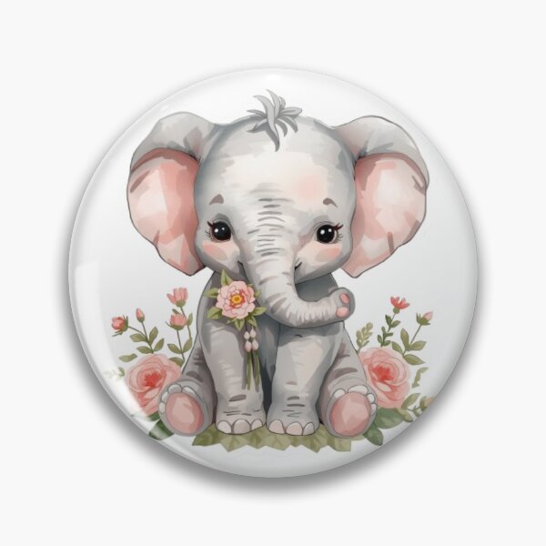 Item preview, Adorable Baby Elephant with Flowers -Watercolor Sticker designed and sold by DigitfanStudio.