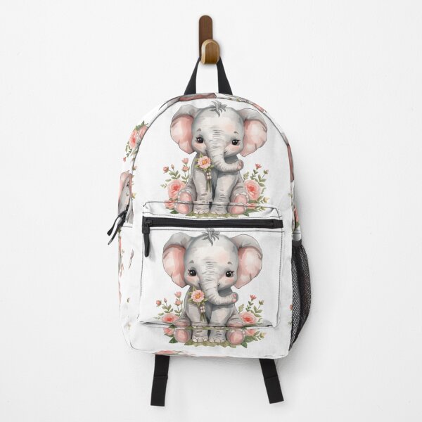 Item preview, Adorable Baby Elephant with Flowers -Watercolor Sticker designed and sold by DigitfanStudio.
