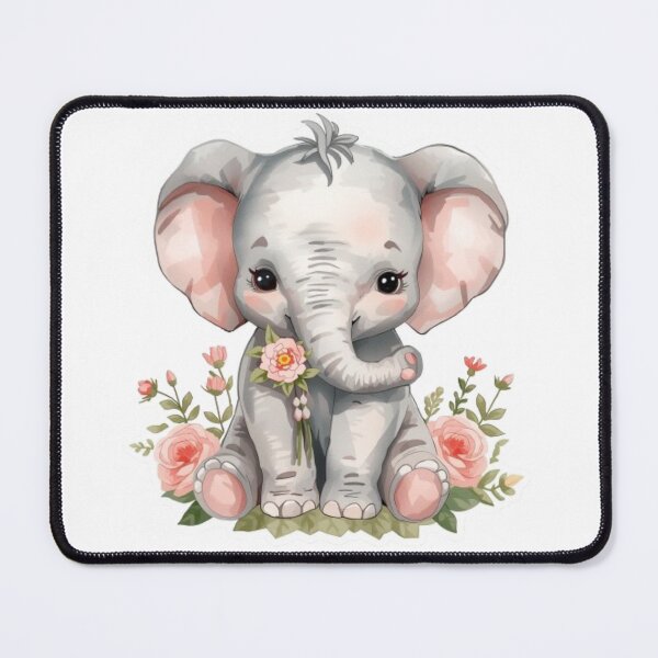 Item preview, Adorable Baby Elephant with Flowers -Watercolor Sticker designed and sold by DigitfanStudio.
