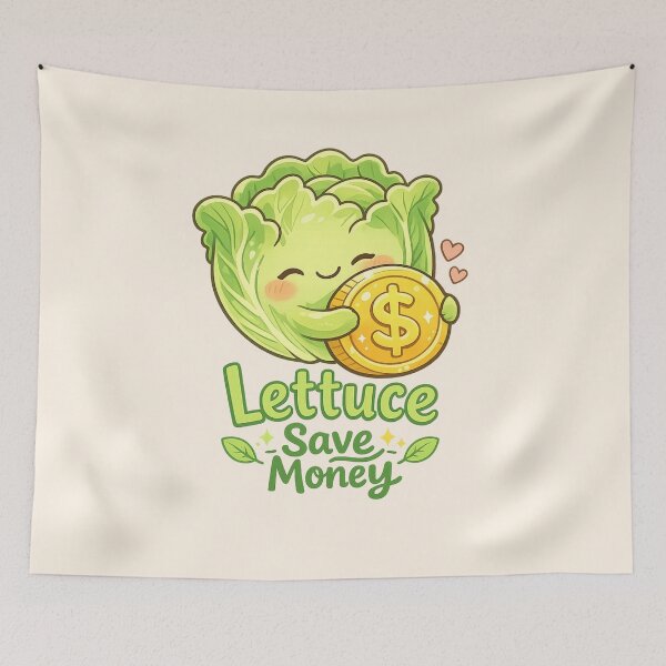 Item preview, Lettuce Save Money Cute Kawaii Pun | Cozy Pastel Finance Humor Sticker designed and sold by PopCulturePixel.