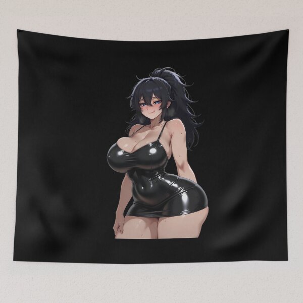 Item preview, Dark Aesthetic Anime Girl in Black Latex Dress designed and sold by barloly.