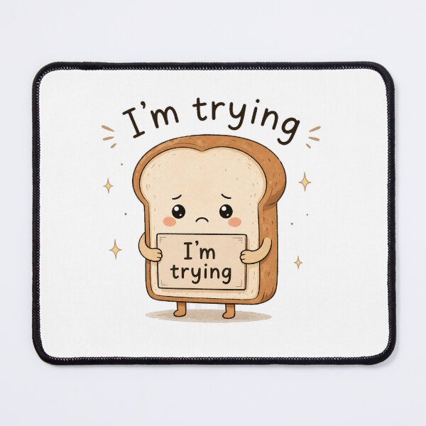 Item preview, I’m Trying – Cute Bread Anxiety Relatable Kawaii Design designed and sold by InkWanderStudio.