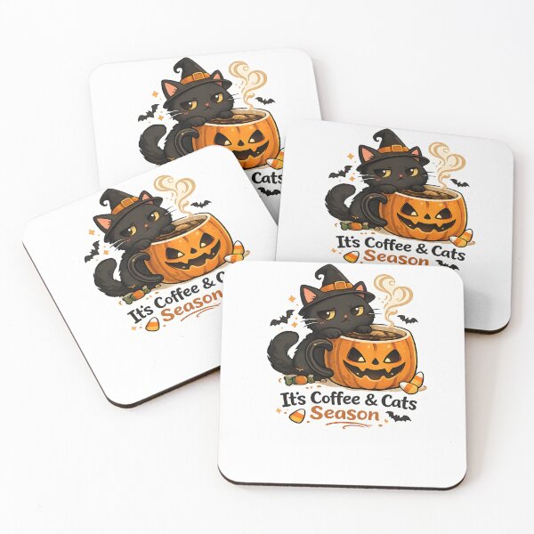 Item preview, Halloween Cat Coffee Sticker – It’s Coffee and Cats Season Cute Black Cat Fall Gift designed and sold by StickoStore.