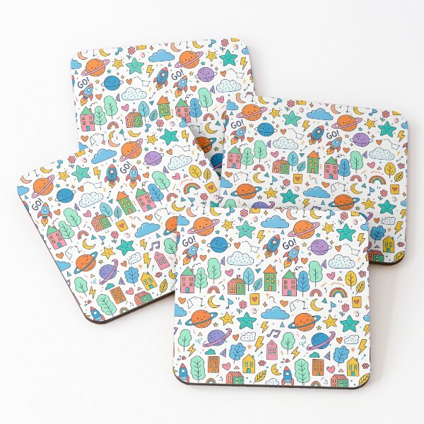 Item preview, Kawaii Space Planet Rocket Doodle Pattern designed and sold by novadawy.