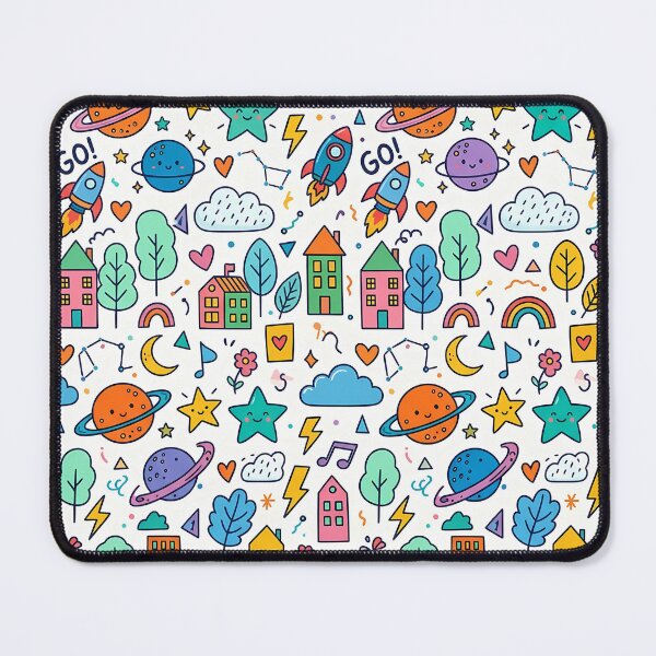 Item preview, Kawaii Space Planet Rocket Doodle Pattern designed and sold by novadawy.