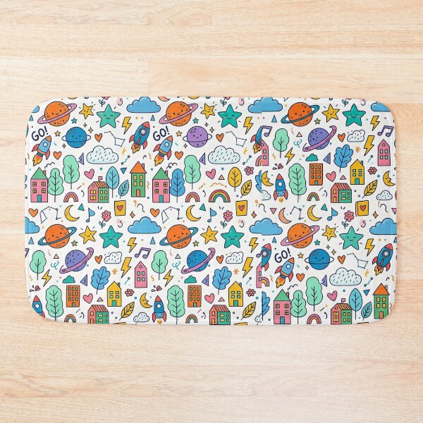 Item preview, Kawaii Space Planet Rocket Doodle Pattern designed and sold by novadawy.