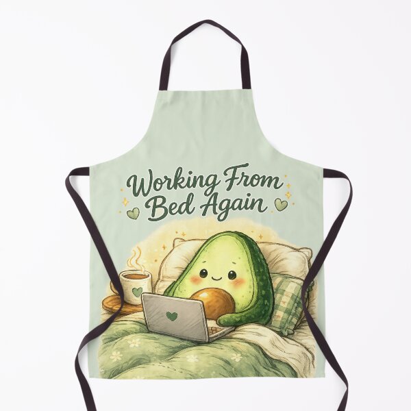 Item preview, Cute Avocado Working From Bed Again | Kawaii Cozy Work From Home Illustration designed and sold by PopCulturePixel.