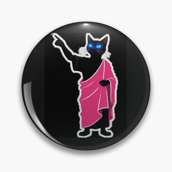 Item preview, Preaching Black Cat in Pink Toga Pointing Up designed and sold by ZunZunArt.