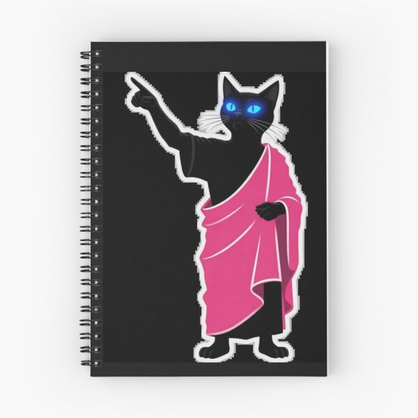 Item preview, Preaching Black Cat in Pink Toga Pointing Up designed and sold by ZunZunArt.
