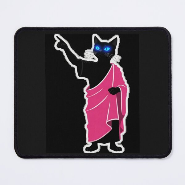 Item preview, Preaching Black Cat in Pink Toga Pointing Up designed and sold by ZunZunArt.