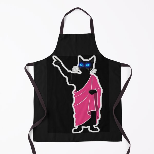 Item preview, Preaching Black Cat in Pink Toga Pointing Up designed and sold by ZunZunArt.