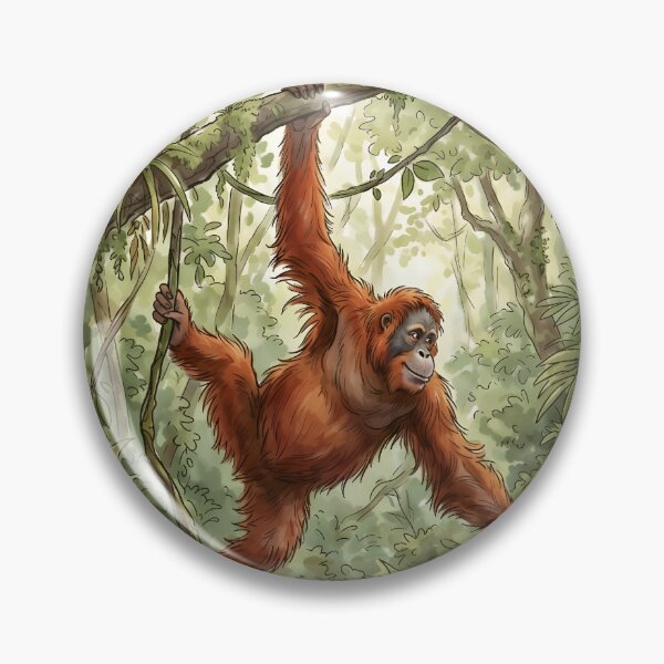 Item preview, Orangutan Pongo Borneo Indonesia Rainforest Illustration designed and sold by RubisLeaf.