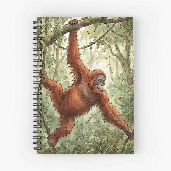 Item preview, Orangutan Pongo Borneo Indonesia Rainforest Illustration designed and sold by RubisLeaf.