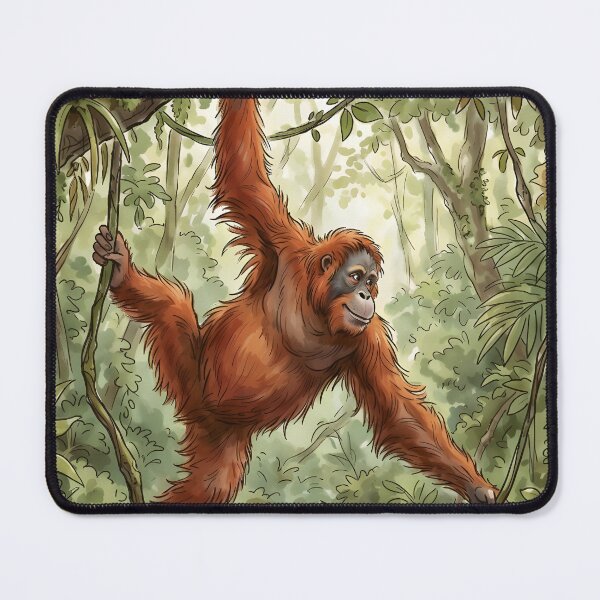 Item preview, Orangutan Pongo Borneo Indonesia Rainforest Illustration designed and sold by RubisLeaf.