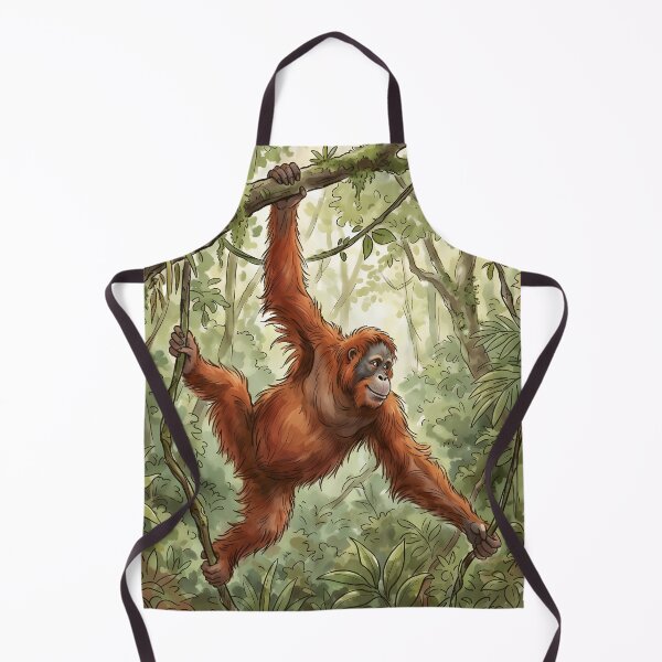 Item preview, Orangutan Pongo Borneo Indonesia Rainforest Illustration designed and sold by RubisLeaf.