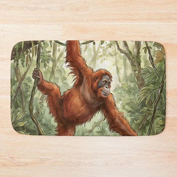 Item preview, Orangutan Pongo Borneo Indonesia Rainforest Illustration designed and sold by RubisLeaf.