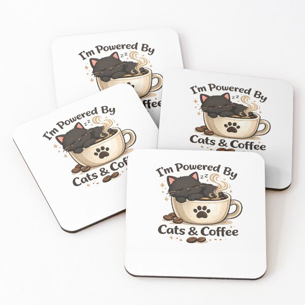 Item preview, Cute Cat Coffee Sticker – I’m Powered by Cats and Coffee Funny Cat Lover Gift designed and sold by StickoStore.