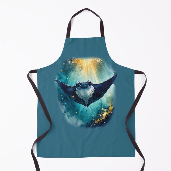 Item preview, Majestic watercolor manta ray ocean sunlight dramatic marine art print designed and sold by icemanphotos.