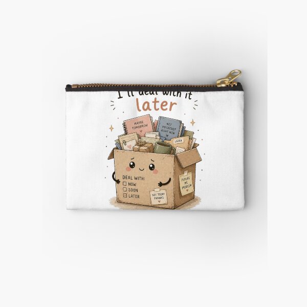 Item preview, I’ll Deal With It Later – Procrastination Humor Cute Box Design designed and sold by InkWanderStudio.