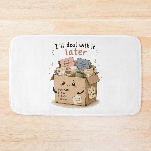 Item preview, I’ll Deal With It Later – Procrastination Humor Cute Box Design designed and sold by InkWanderStudio.
