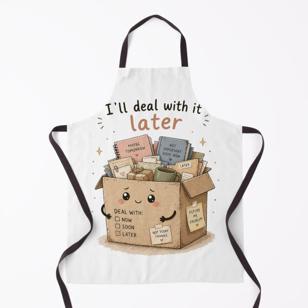 Item preview, I’ll Deal With It Later – Procrastination Humor Cute Box Design designed and sold by InkWanderStudio.