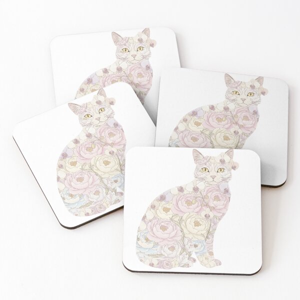Item preview, Floral Silhouette Feline in Pastel designed and sold by VibranPalette.