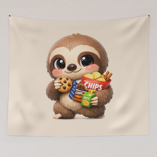 Item preview, Cute Sloth Snack Thief - Funny Office Animal Cartoon | Kawaii 3D CGI Character designed and sold by Moons Studio.